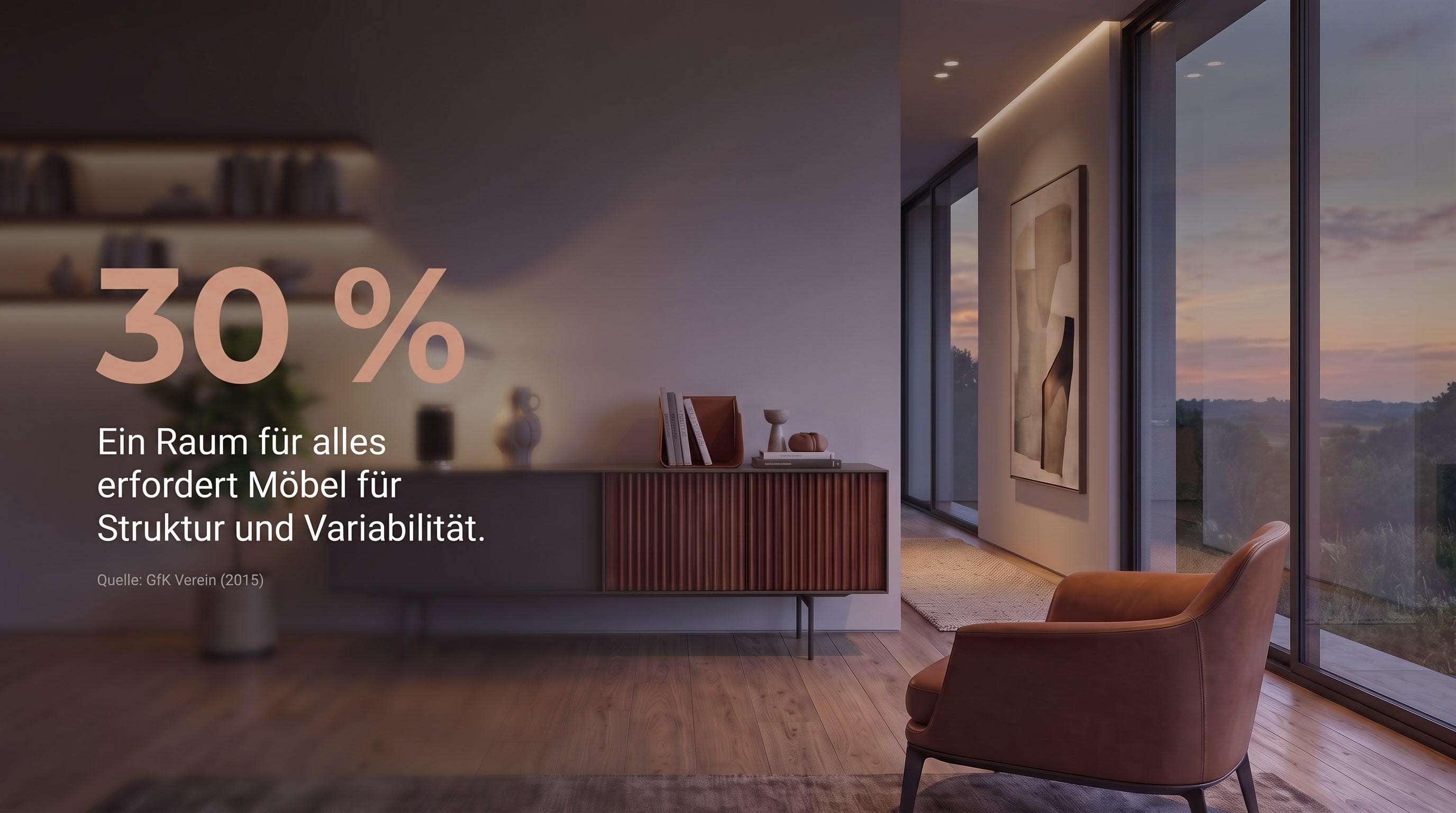 30 % &ndash; Ein Raum f&uuml;r alles erfordert M&ouml;bel f&uuml;r Struktur und Variabilit&auml;t.