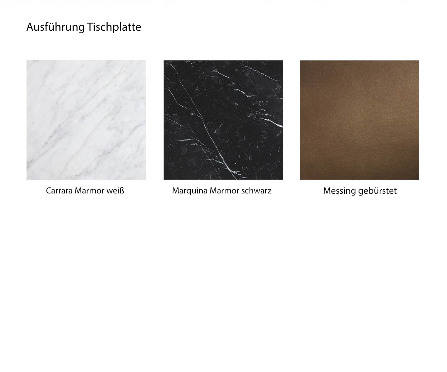 Marelli Thor Beistelltisch Farbmuster Weiß Schwarz Messing Marelli Thor Beistelltisch Farbmuster Weiß Schwarz Messing