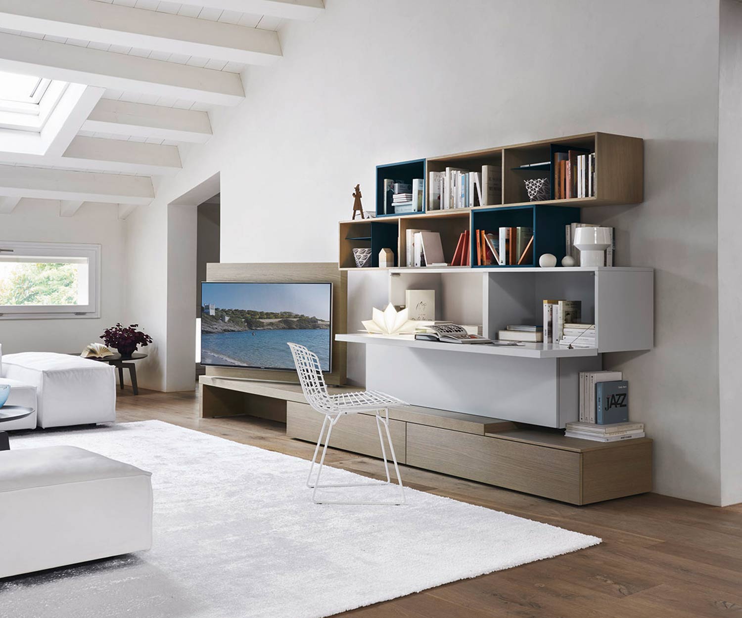 Hochwertiger Livitalia Cartesio Hängeschrank mit Schreibtisch Wohnzimmer Hochwertiger Livitalia Cartesio Hängeschrank mit Schreibtisch Wohnzimmer