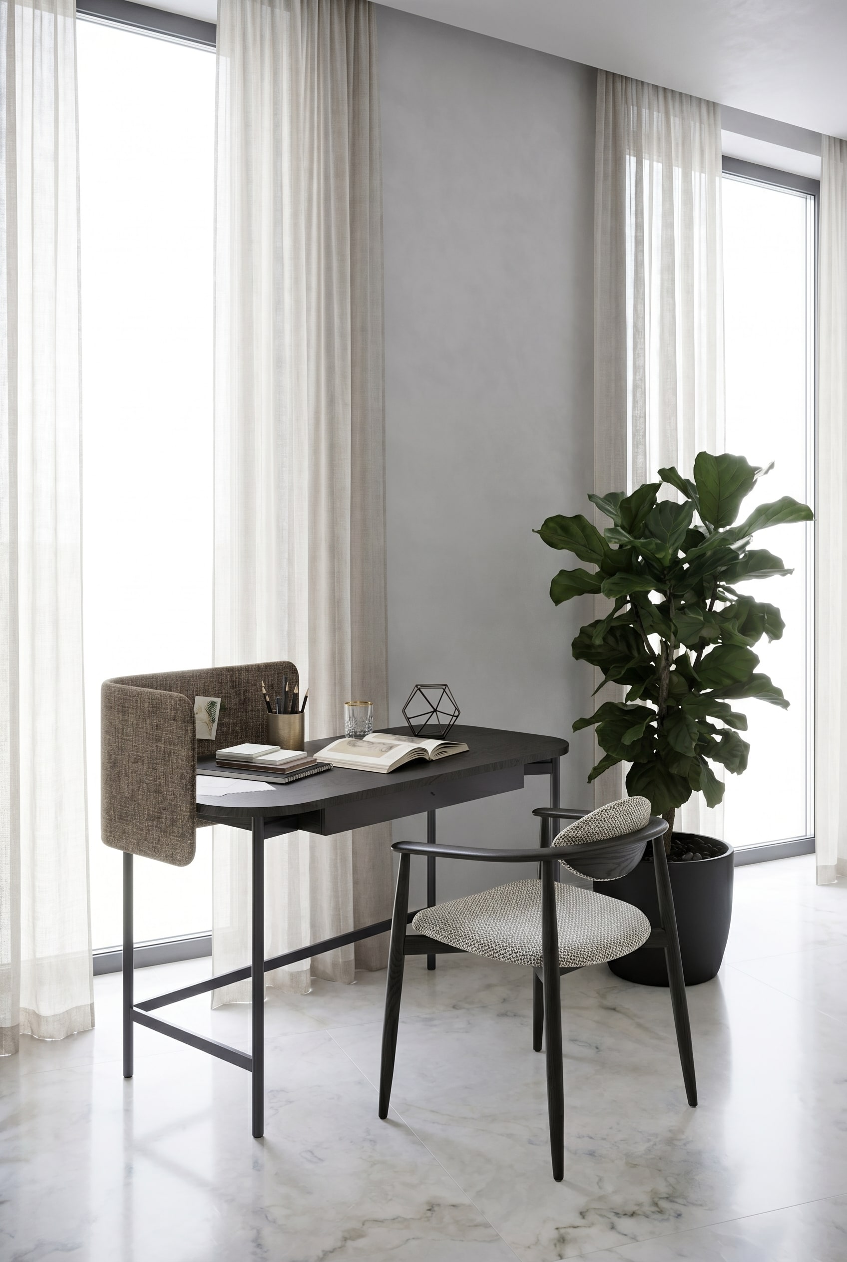 Filigrane Linien für das Schlafzimmer-Office