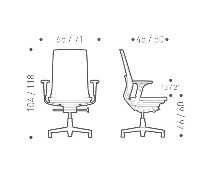 Design Home Office Stuhl ICF Pyla Skizze Größe Maße H 60 cm Design Home Office Stuhl ICF Pyla Skizze Größe Maße H 60 cm