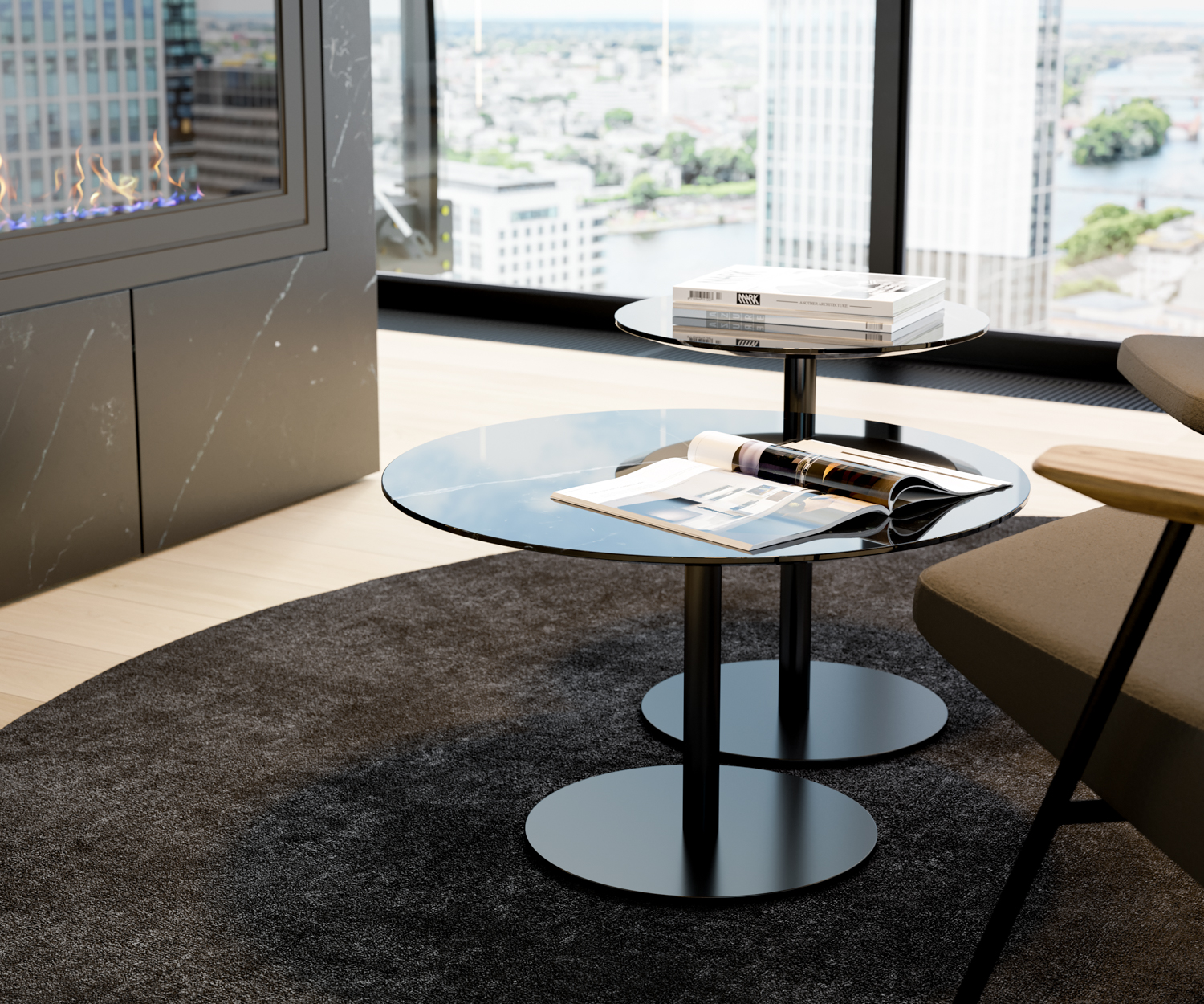 Exklusiver Marelli Design Beistelltisch Break Glas Tischplatte Bronze transparent Exklusiver Marelli Design Beistelltisch Break Glas Tischplatte Bronze transparent