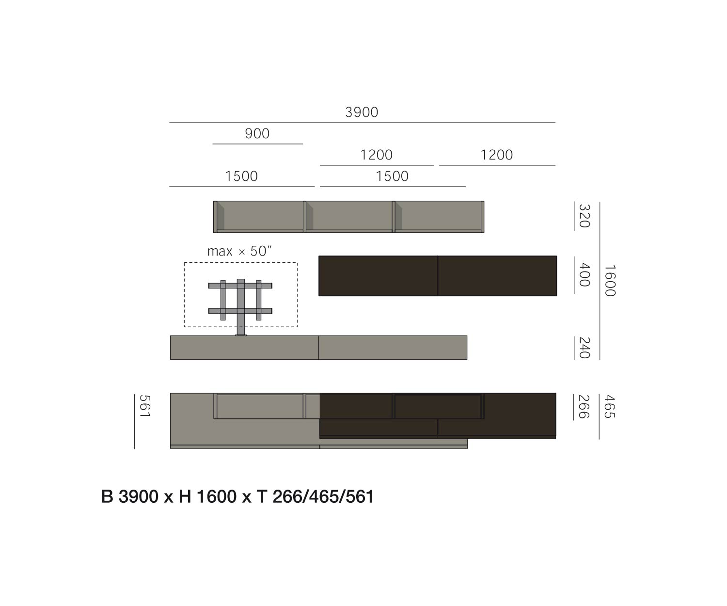 Livitalia Design Wohnwand C60 Maße Skizze Größen Größenangaben Livitalia Design Wohnwand C60 Maße Skizze Größen Größenangaben