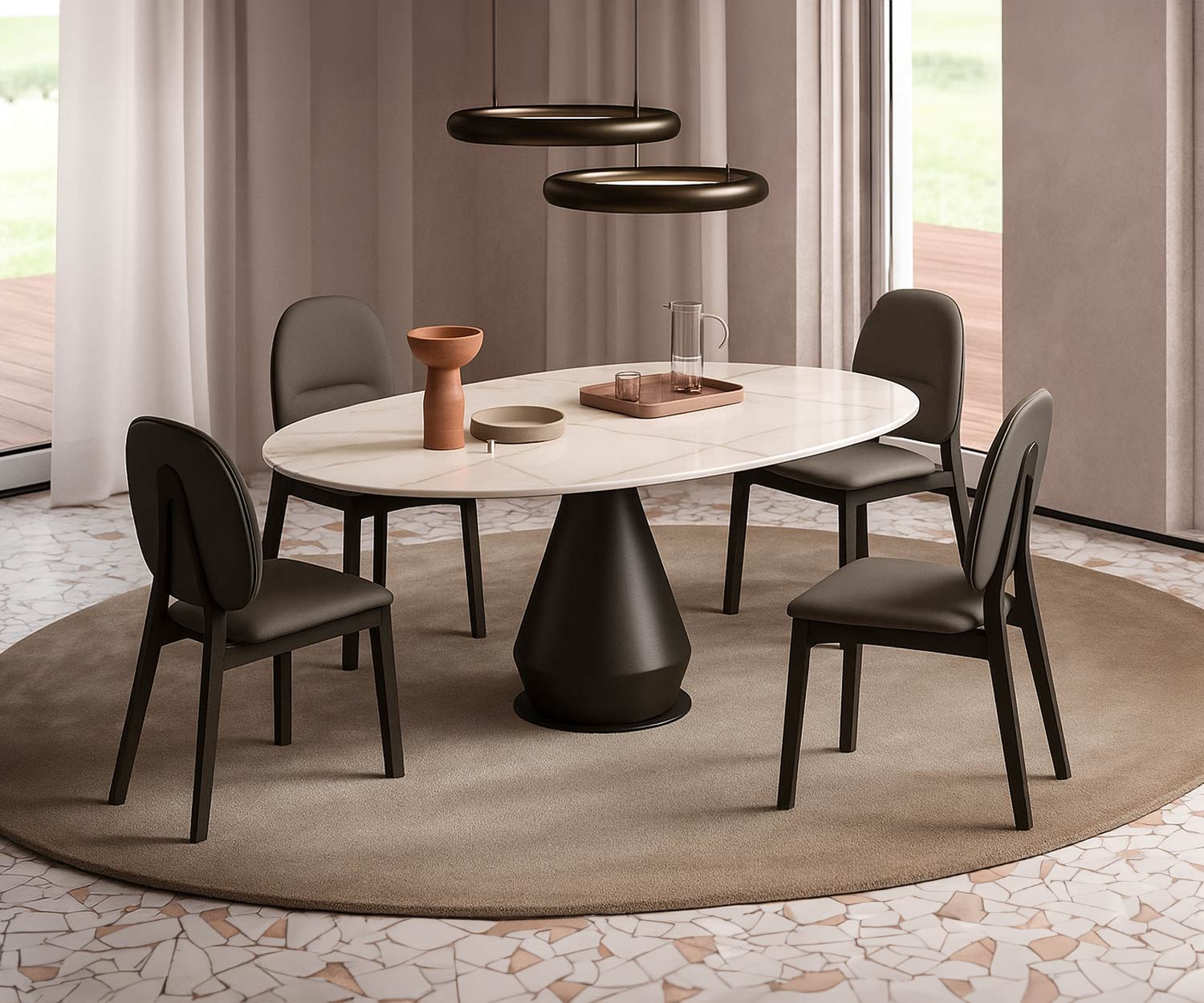 Ozzio Lycos Esstisch rund ausziehbar Ozzio Lycos Esstisch rund ausziehbar