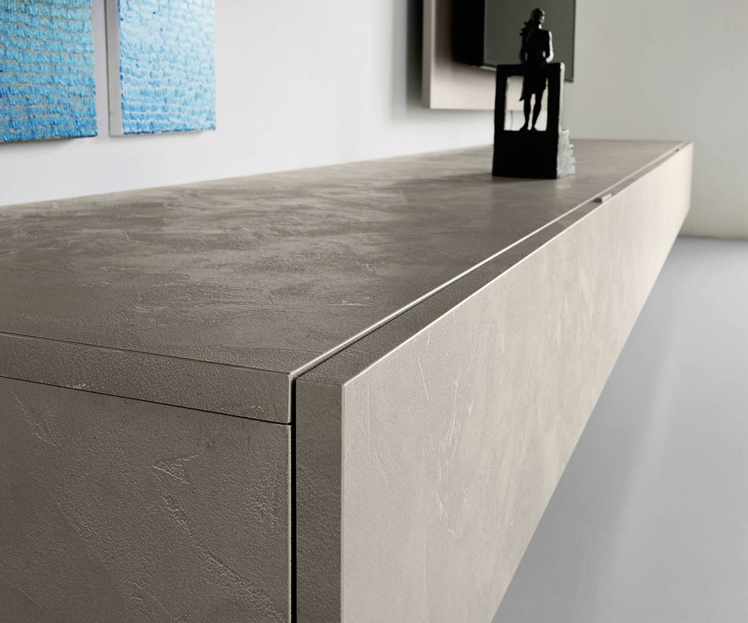 Hochwertige Livitalia Design Wohnwand C39 im Detail Front in Betonoptik Hochwertige Livitalia Design Wohnwand C39 im Detail Front in Betonoptik