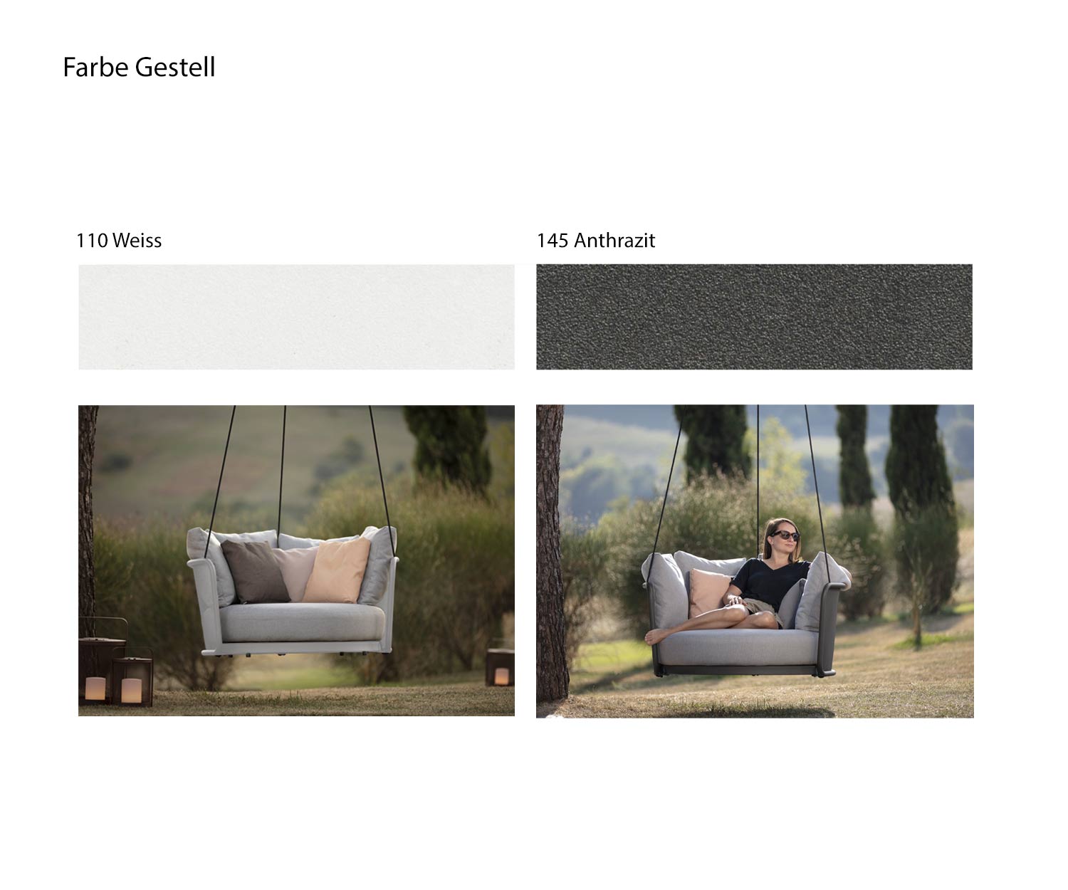 Baza Round Swing Designer Sessel Gestellfarbe Edelstahl Weiß Anthrazit Baza Round Swing Designer Sessel Gestellfarbe Edelstahl Weiß Anthrazit