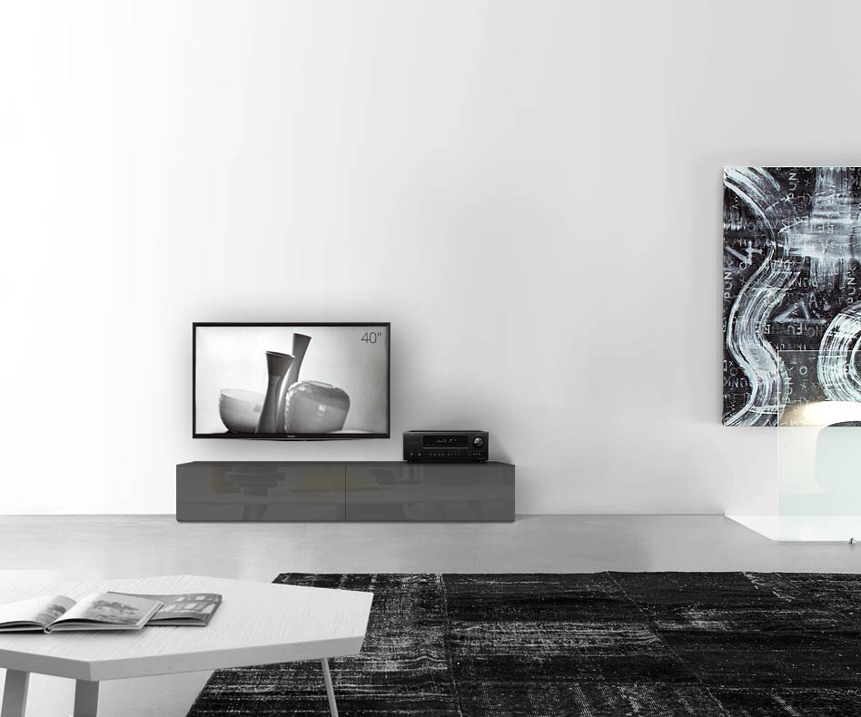 /Design Lowboard Boden B180 H35 glanz dunkelgrau /Design Lowboard Boden B180 H35 glanz dunkelgrau