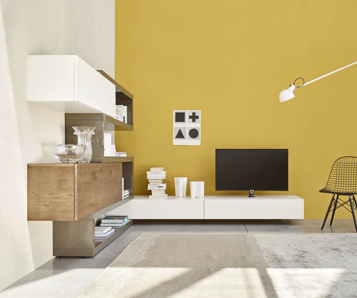 Livitalia Design Eckwohnwand C29A Design Lowboard mit TV Halterung Livitalia Design Eckwohnwand C29A Design Lowboard mit TV Halterung