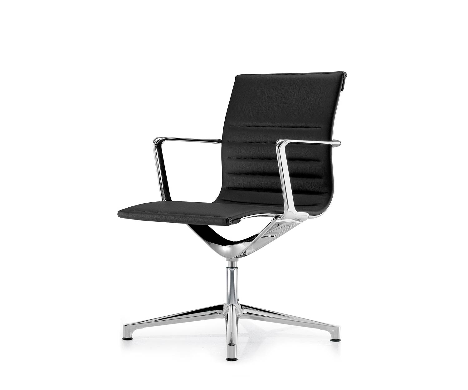 ICF Una Chair Managment Bürostuhl Design Drehstuhl 4 Arm ohne Rollen H42 cm mit Leder Leder Schwarz 901 ICF Una Chair Managment Bürostuhl Design Drehstuhl 4 Arm ohne Rollen H42 cm mit Leder Leder Schwarz 901