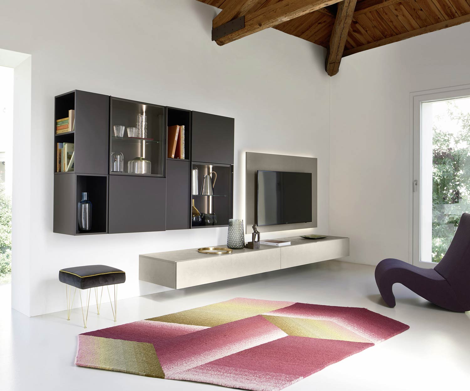 Exklusive Livitalia Design Wohnwand C39 mit TV Wandpaneel Exklusive Livitalia Design Wohnwand C39 mit TV Wandpaneel