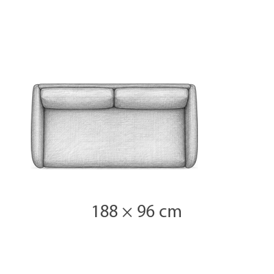 188 × 96 cm · Liegebreite 165 cm