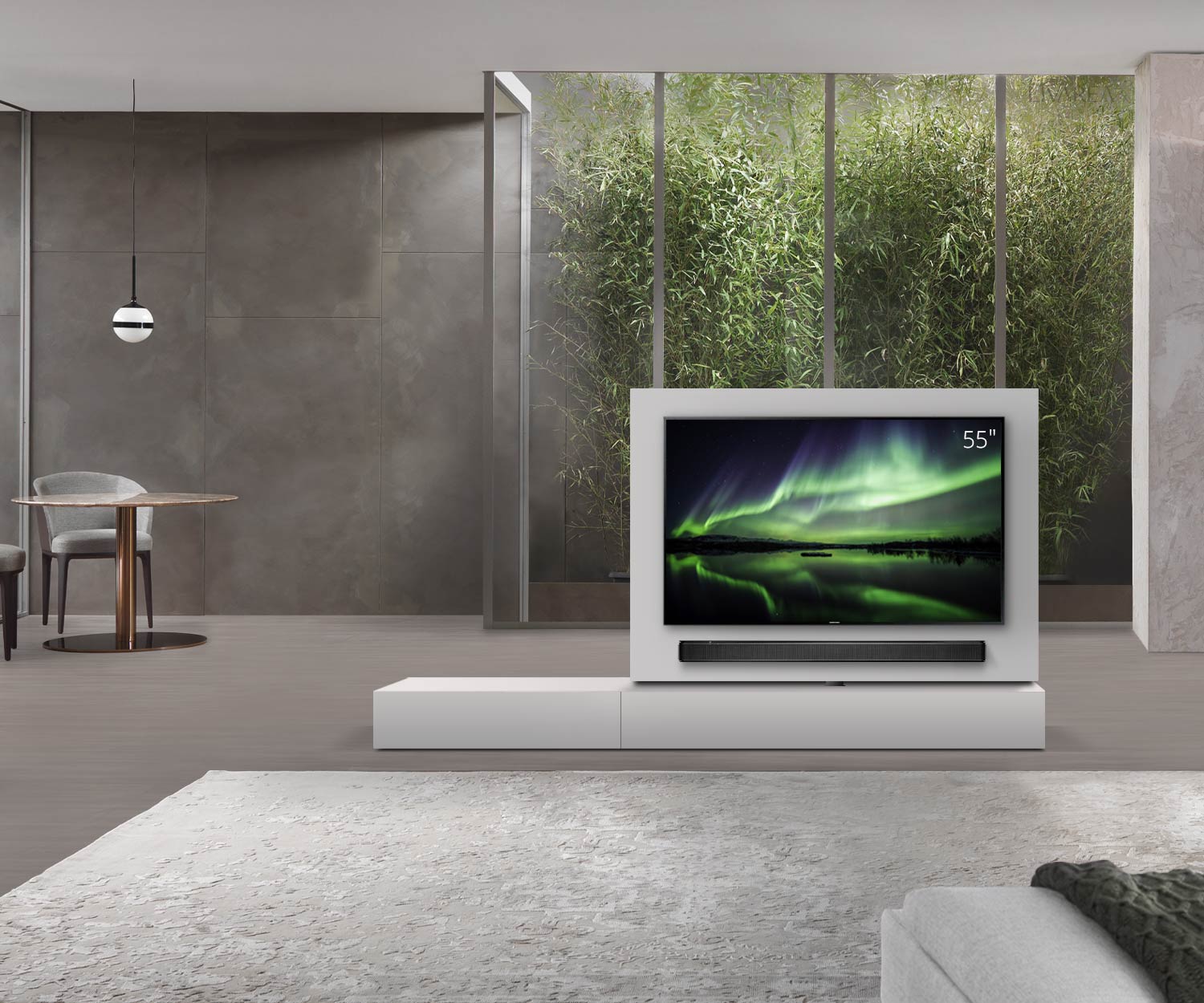 Livitalia Roto Design Lowboard Raumteiler mit drehbarem TV Paneel B150 65 H25 T47 ArticoM B90li oBox