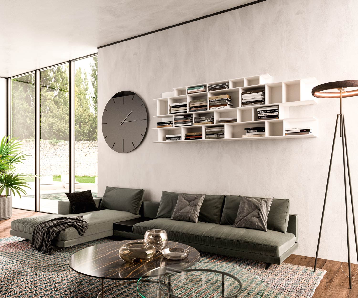 Ozzio Byblos X026 schmales Design Wand regal mit vielen kleinen einlegeboeden verschachtelt Ozzio Byblos X026 schmales Design Wand regal mit vielen kleinen einlegeboeden verschachtelt