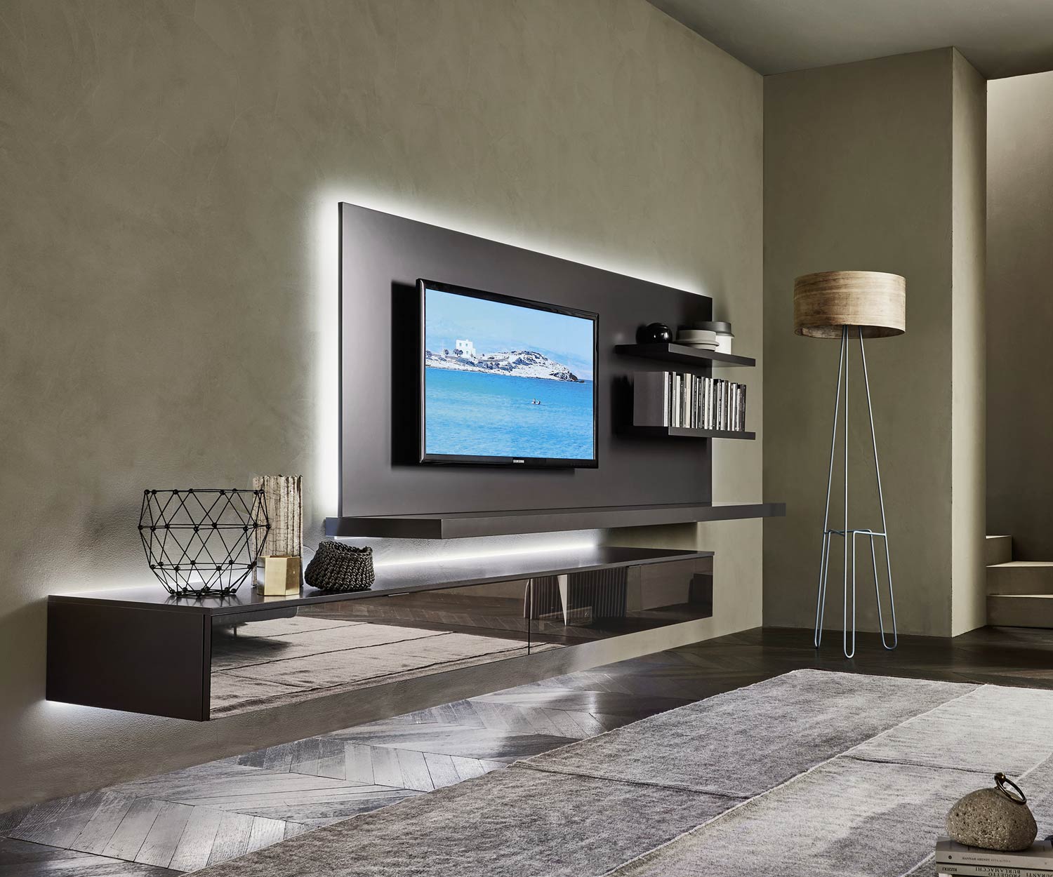 Livitalia Design Wohnwand C54 mit LED Hintergrundbeleuchtung Livitalia Design Wohnwand C54 mit LED Hintergrundbeleuchtung