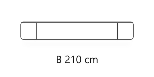B 210 cm / H 33,2 cm / T 45,5 cm