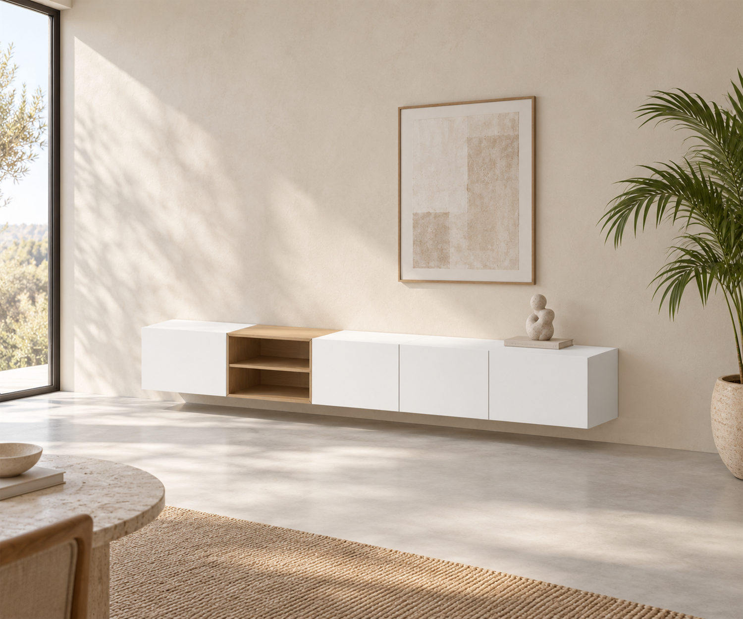 Livitalia Box 18 Wand Sideboard – Schrägansicht · Matt Weiß