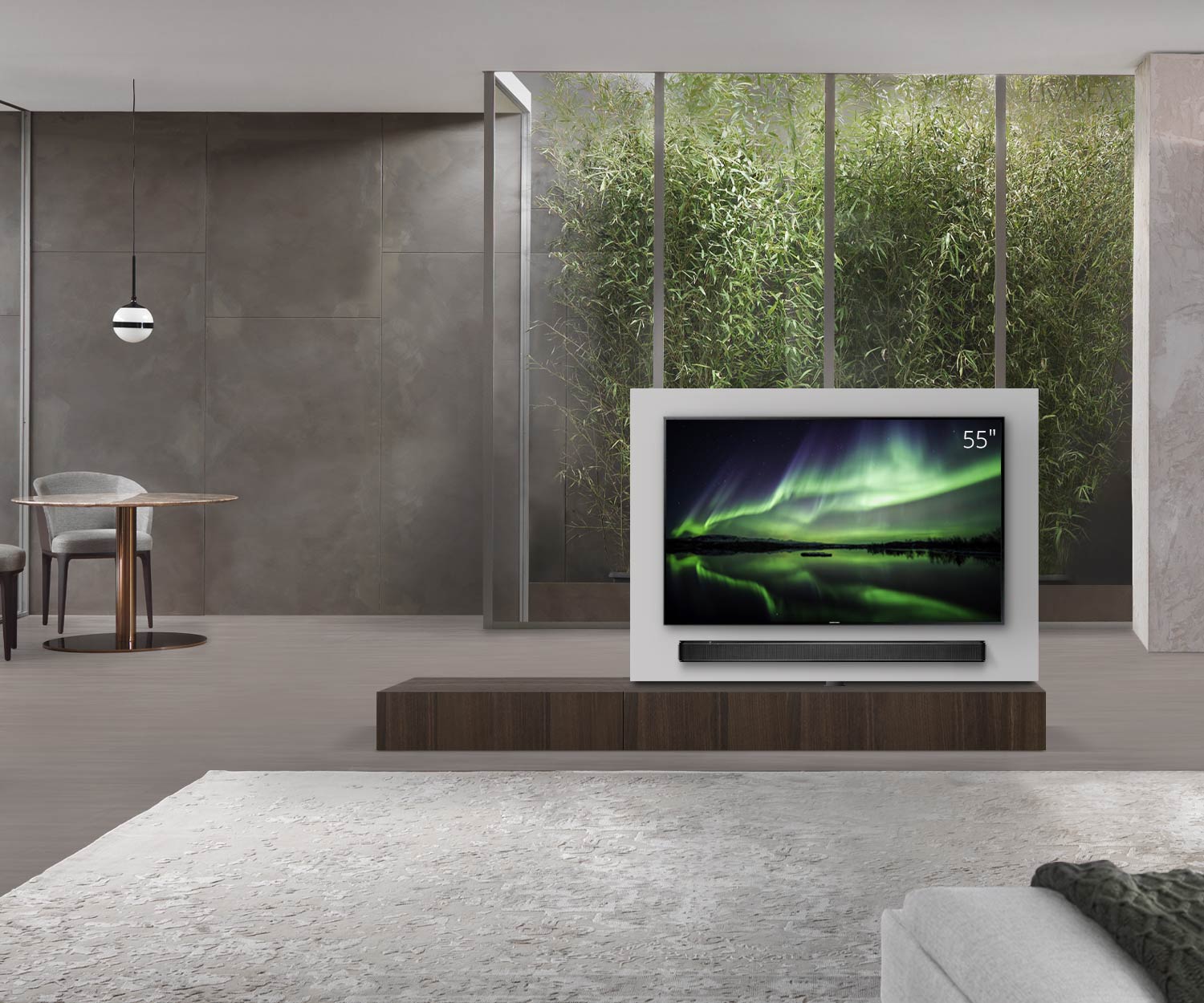 Livitalia Roto Design Lowboard Raumteiler mit drehbarem TV Paneel B150 65 H25 T47 EiBr B90li oBox Livitalia Roto Design Lowboard Raumteiler mit drehbarem TV Paneel B150 65 H25 T47 EiBr B90li oBox