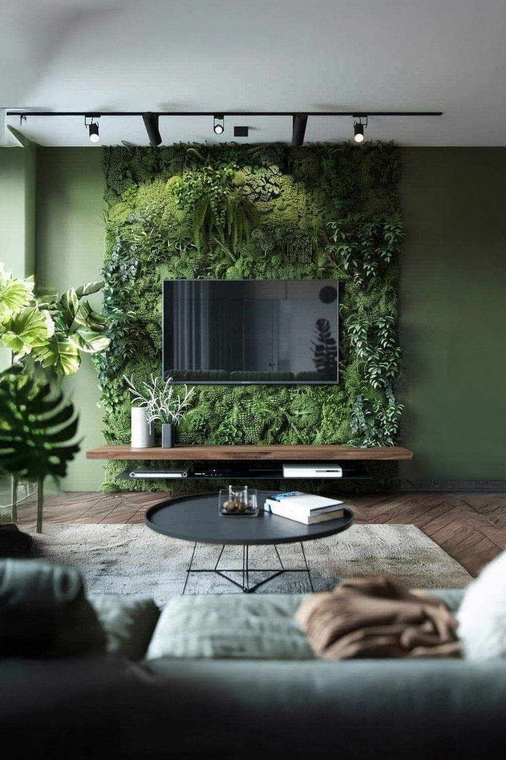 mooswand-mit-tv-und-haengenden-design-wandboards-in-einem-modernen-wohnzimmer