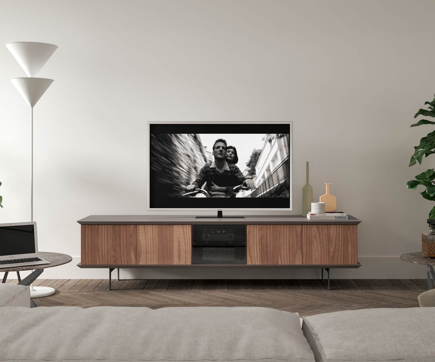 TV Lowboard mit Glastuer fuer Technik TV Lowboard mit Glastuer fuer Technik