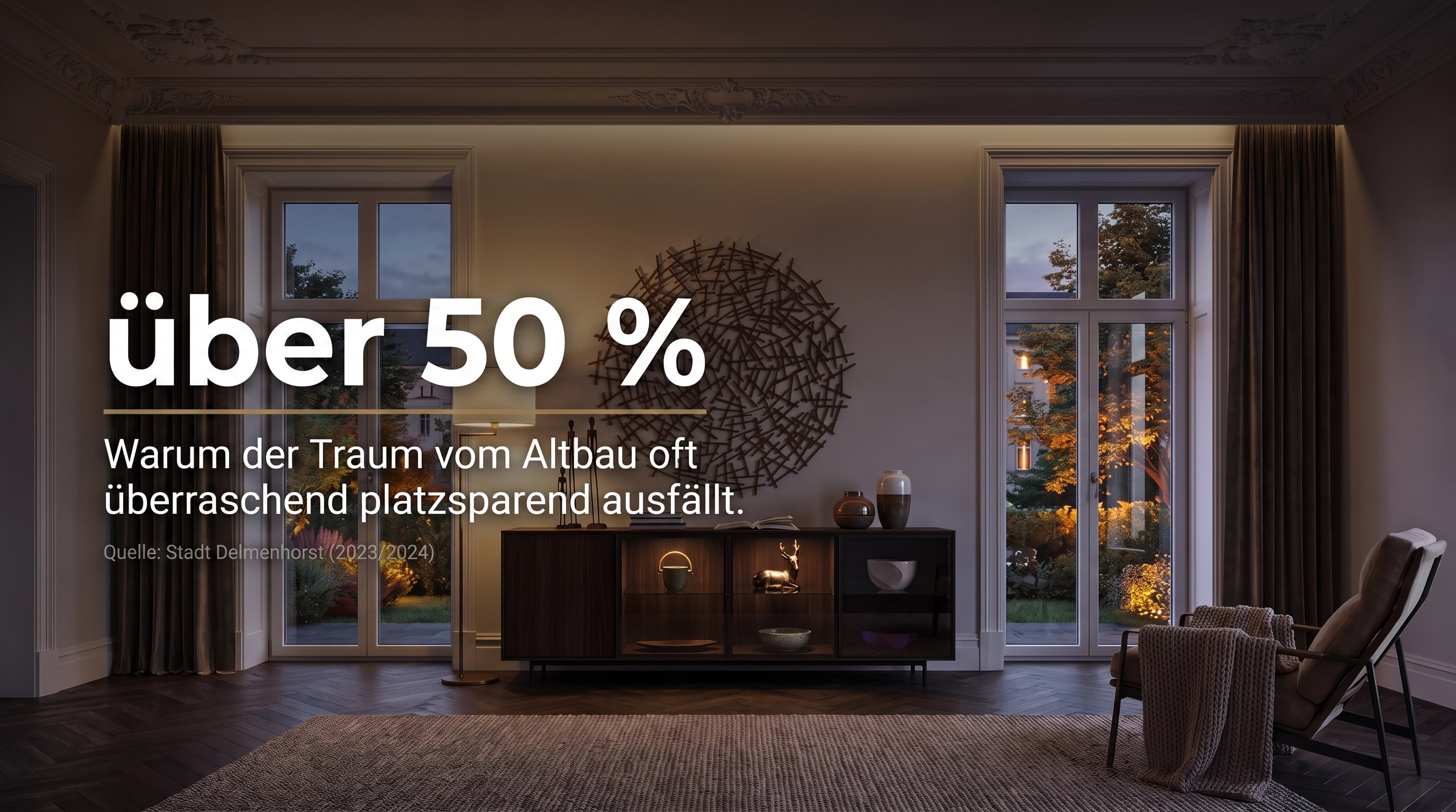 &uuml;ber 50 % &ndash; Warum der Traum vom Altbau oft &uuml;berraschend platzsparend ausf&auml;llt.