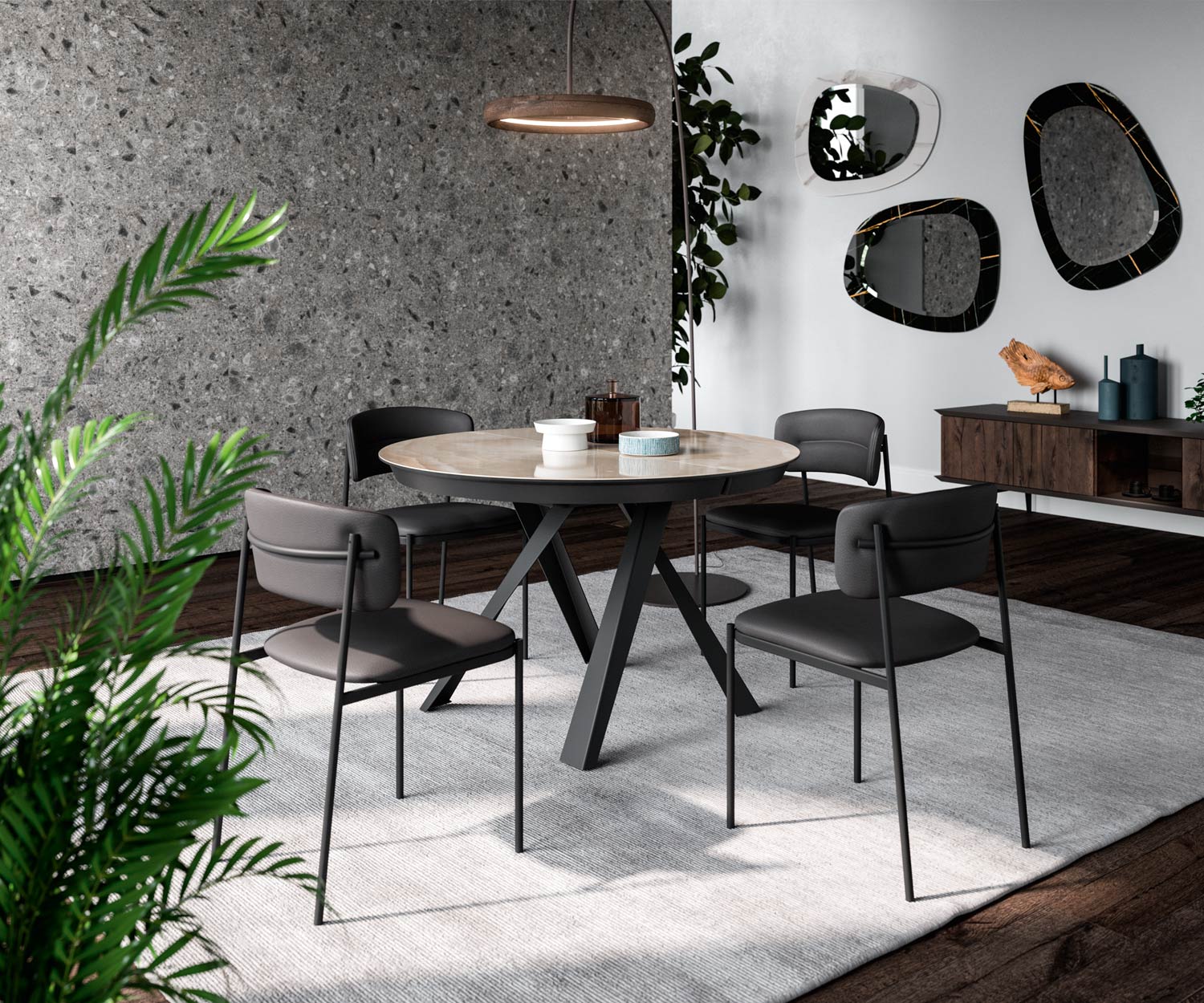 Ozzio Ego S062 Design Metall Polsterstuhl mit Leder Schwarz Ozzio Ego S062 Design Metall Polsterstuhl mit Leder Schwarz