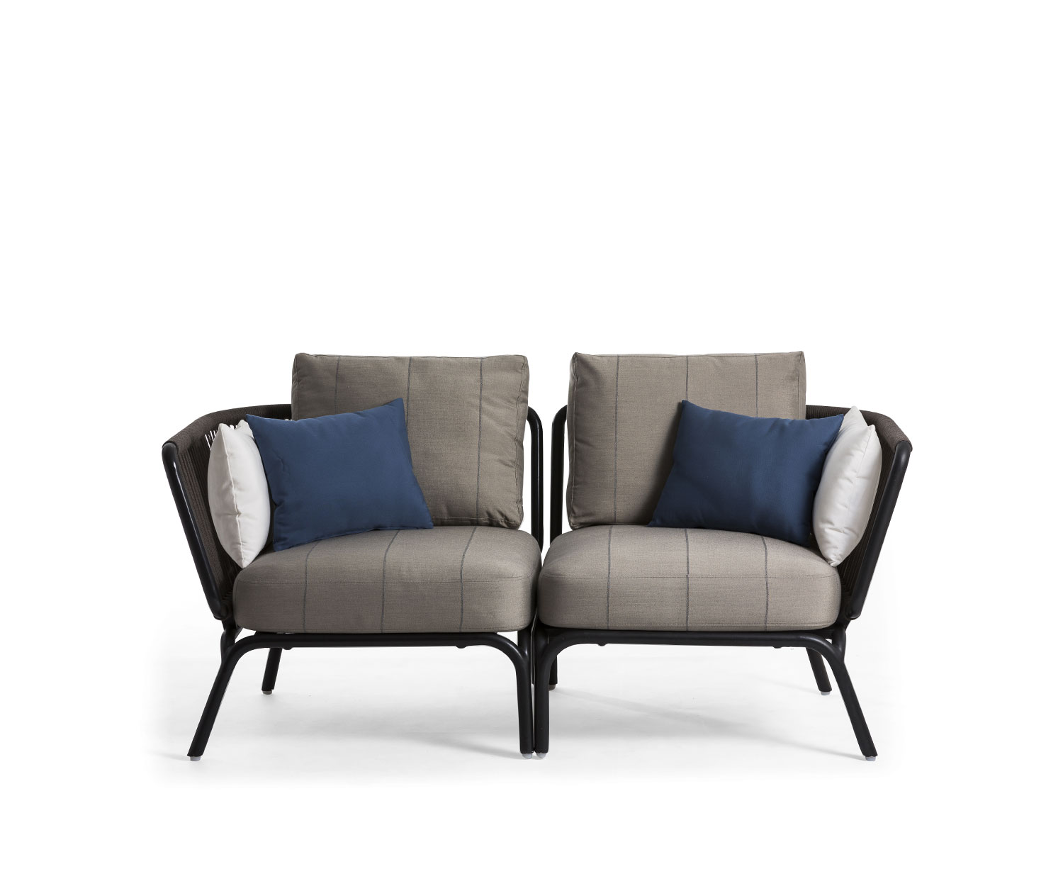 Oasiq Yland Eckbank Design Sofa mit dunkelgrauem Alugestell und grauer Polsterauflage Oasiq Yland Eckbank Design Sofa mit dunkelgrauem Alugestell und grauer Polsterauflage