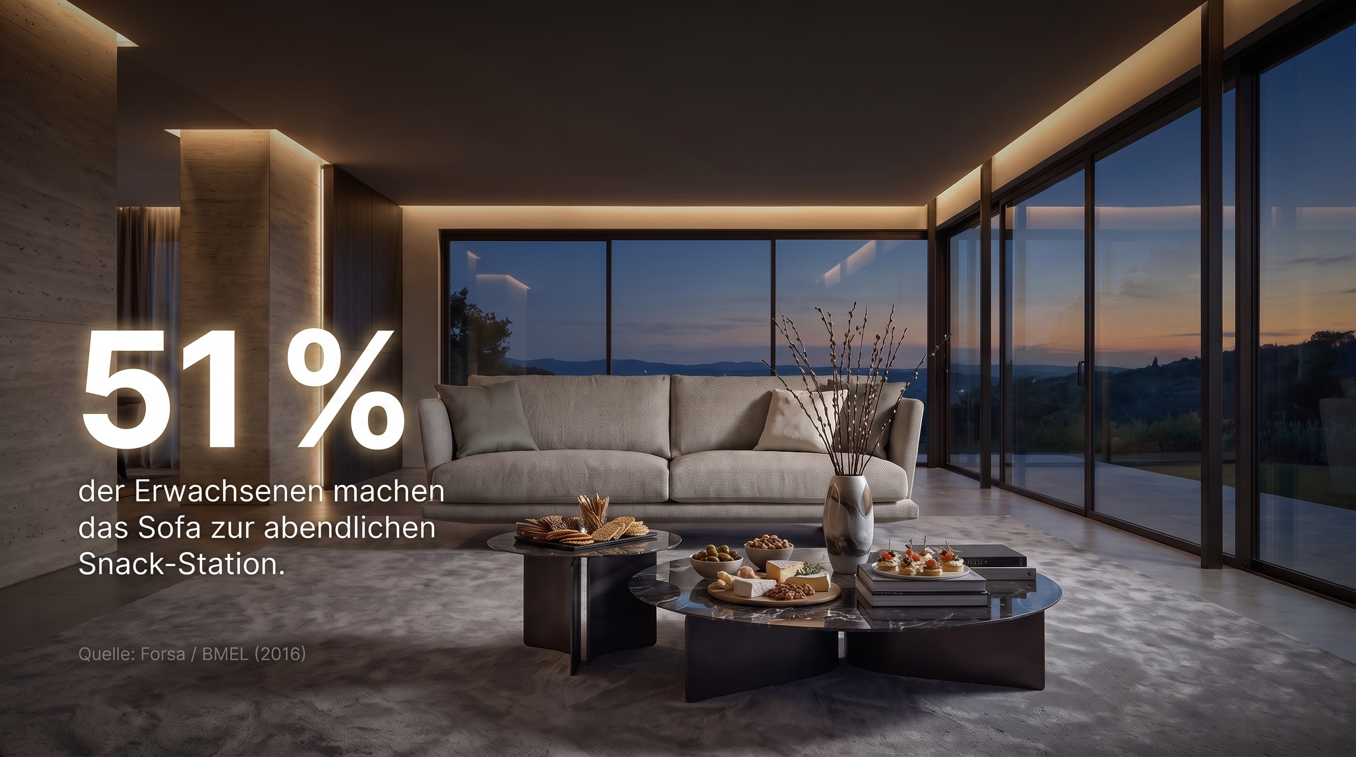 51 % – der Erwachsenen machen das Sofa zur abendlichen Snack-Station.