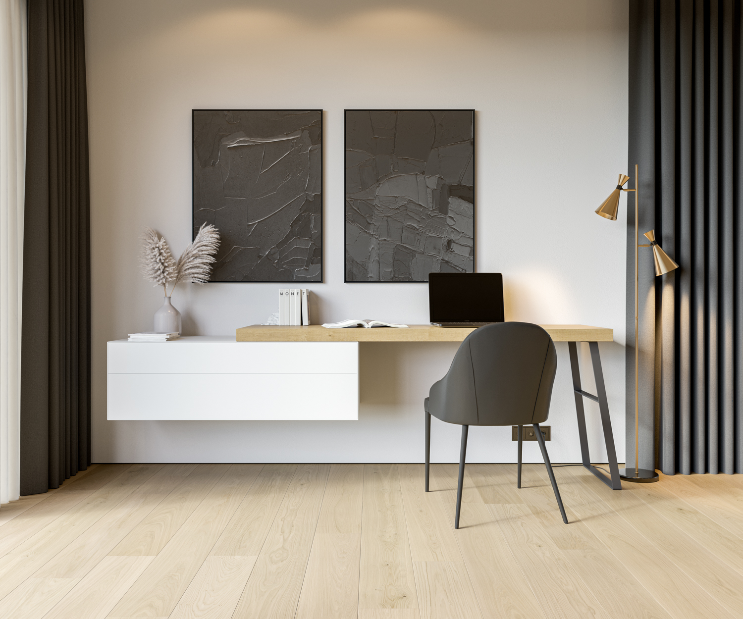 Design Homeoffice Schreibtisch mit Kommode Livitalia Ecletto Wandkommode