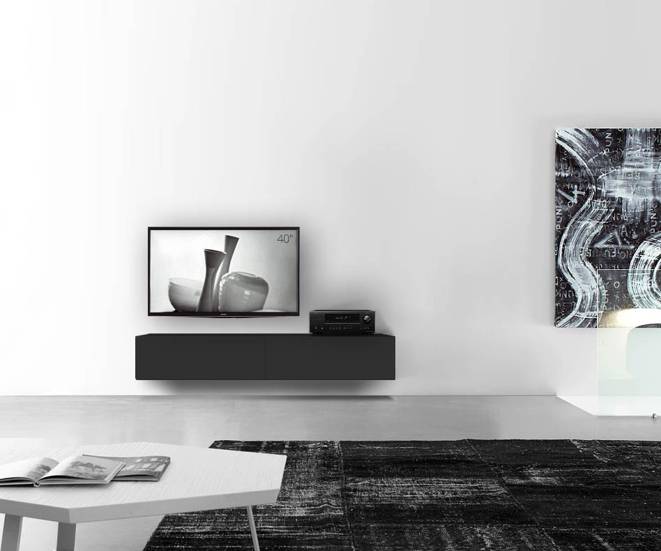 /Design Lowboard Wand B180 H33 5 matt schwarz /Design Lowboard Wand B180 H33 5 matt schwarz