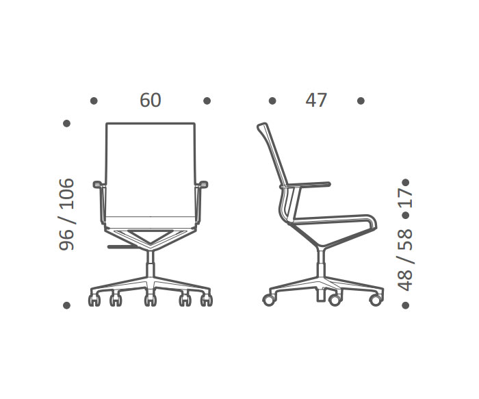 Designer Heimbüro Stuhl ICF Stick H 48 cm mit Rollen Skizze Designer Heimbüro Stuhl ICF Stick H 48 cm mit Rollen Skizze
