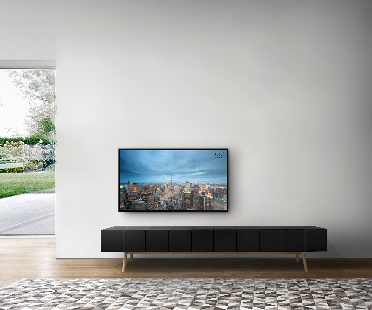 al2 MOS I KO 005 B Breite 250 cm Korpus Schwarz Beine Eiche