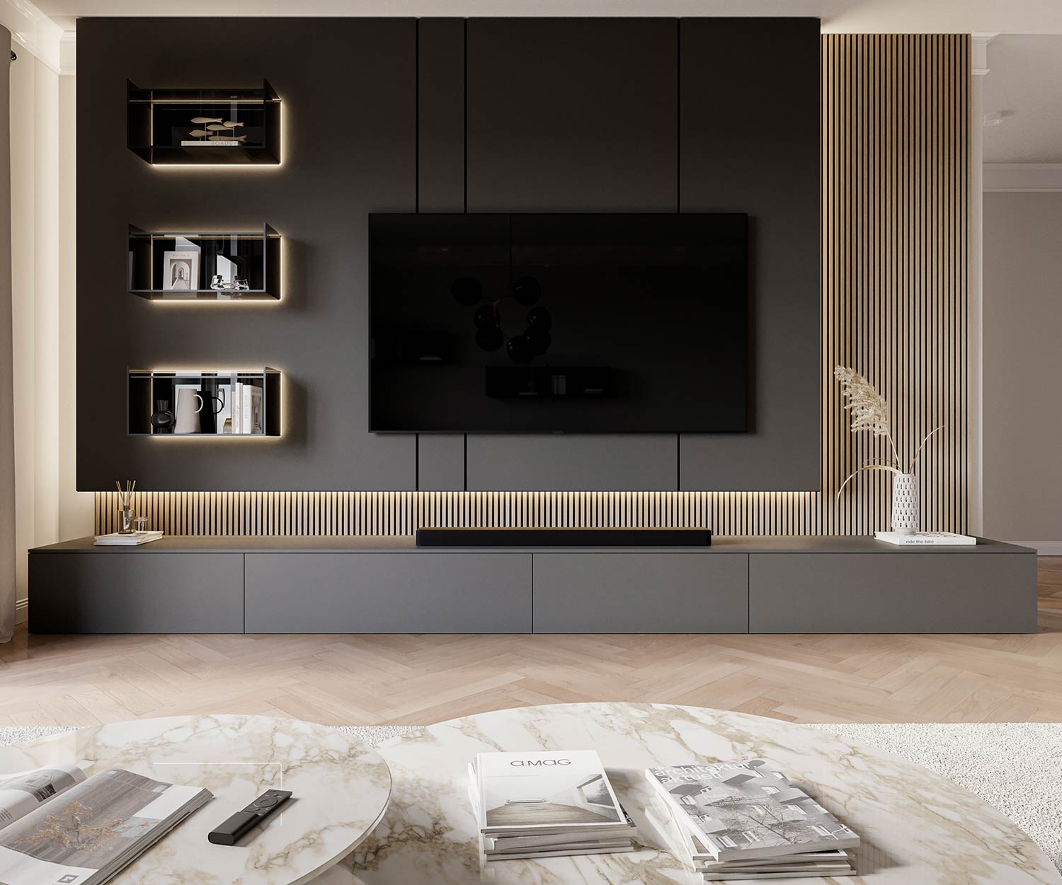 Livitalia Luxus Design TV Wohnwand C100 Livitalia Luxus Design TV Wohnwand C100