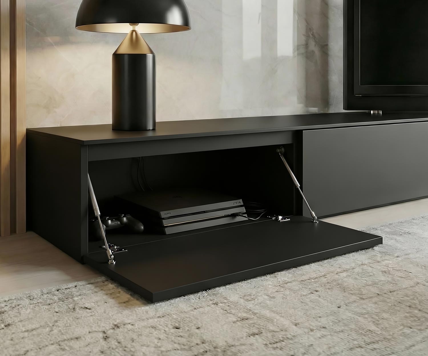 Livitalia Vision Lowboard mit 90° schwenkbarem TV Paneel Livitalia Vision Lowboard mit 90° schwenkbarem TV Paneel