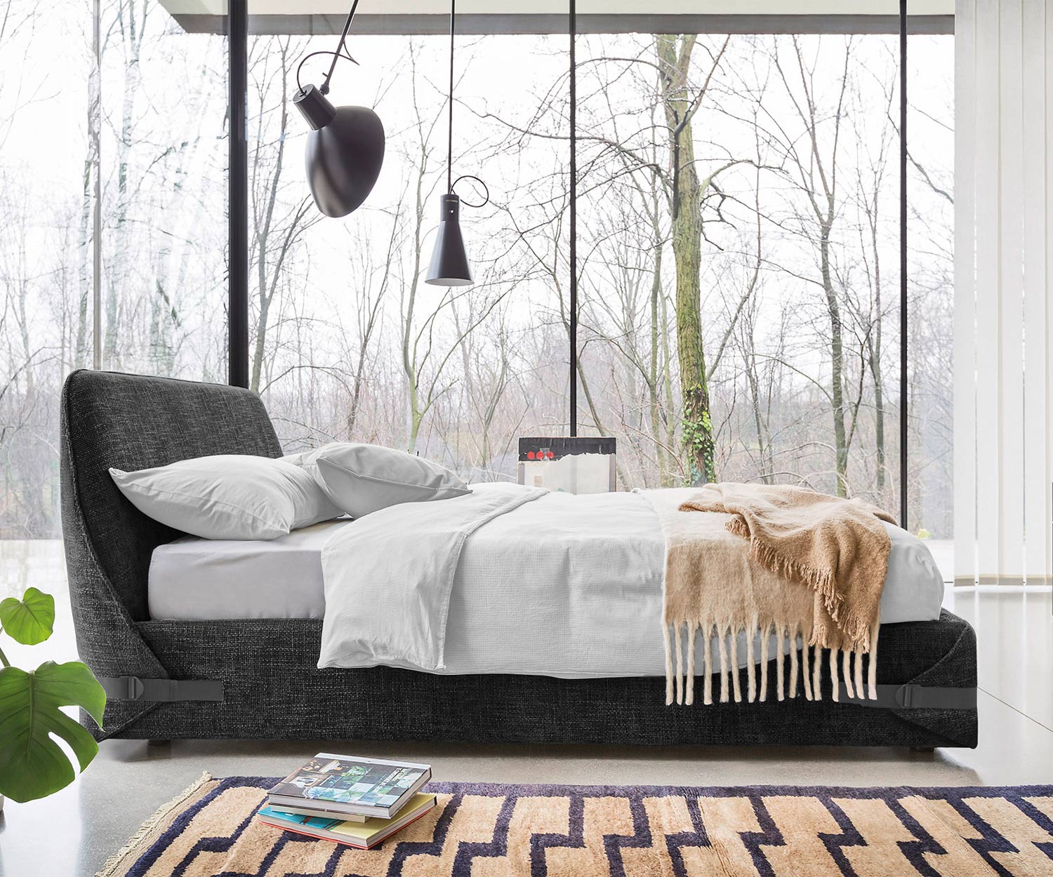 Novamobili Bett Tape 180x200 cm ohne Lattenrost Stoffbezug Dunkelgrau Gurt Hellgrau Novamobili Bett Tape 180x200 cm ohne Lattenrost Stoffbezug Dunkelgrau Gurt Hellgrau