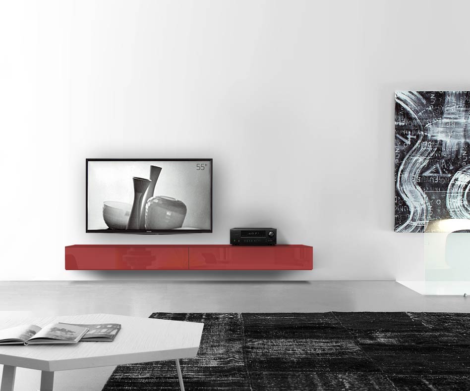 /Design Lowboard Wand B240 H25 5 glanz rot /Design Lowboard Wand B240 H25 5 glanz rot