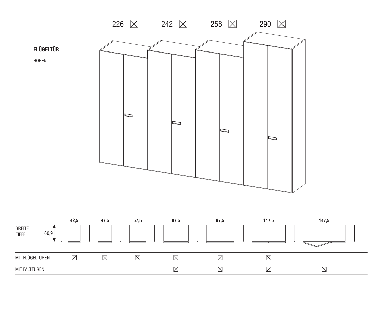 Novamobili Afla YNCA Module Türen Breiten Höhen Novamobili Afla YNCA Module Türen Breiten Höhen