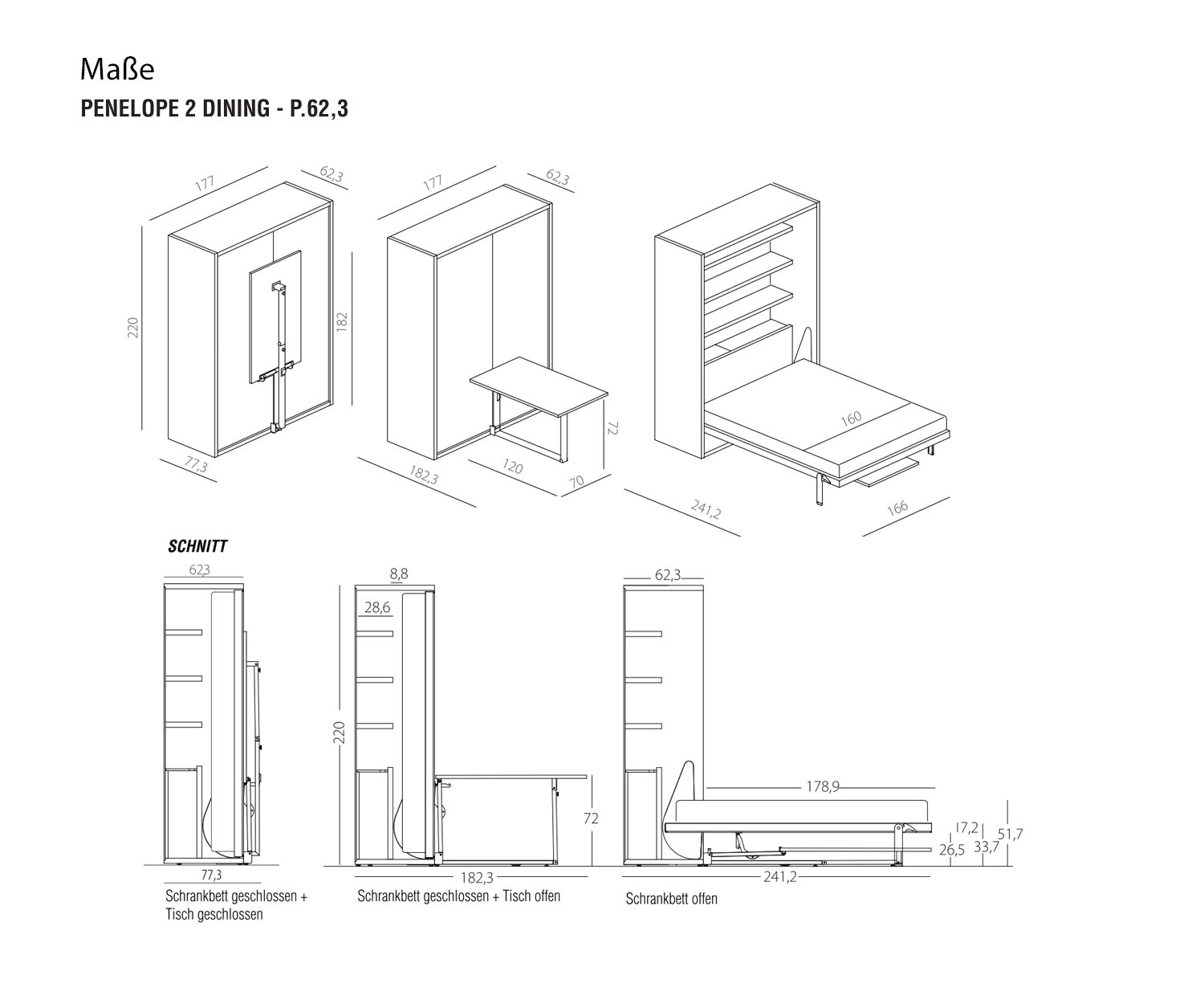 Clei Penelope 2 Dining Maße Tiefe 62 cm Clei Penelope 2 Dining Maße Tiefe 62 cm