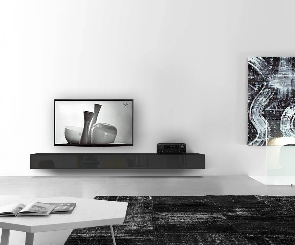 /Design Lowboard Wand B270 H25 5 glanz schwarz /Design Lowboard Wand B270 H25 5 glanz schwarz