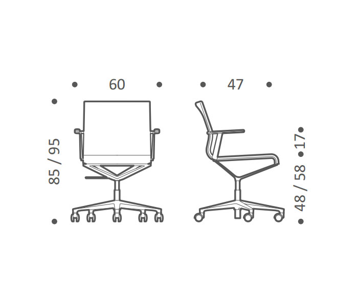 ICF Designer Bürostuhl Stick H 37 cm mit Rollen Maße ICF Designer Bürostuhl Stick H 37 cm mit Rollen Maße