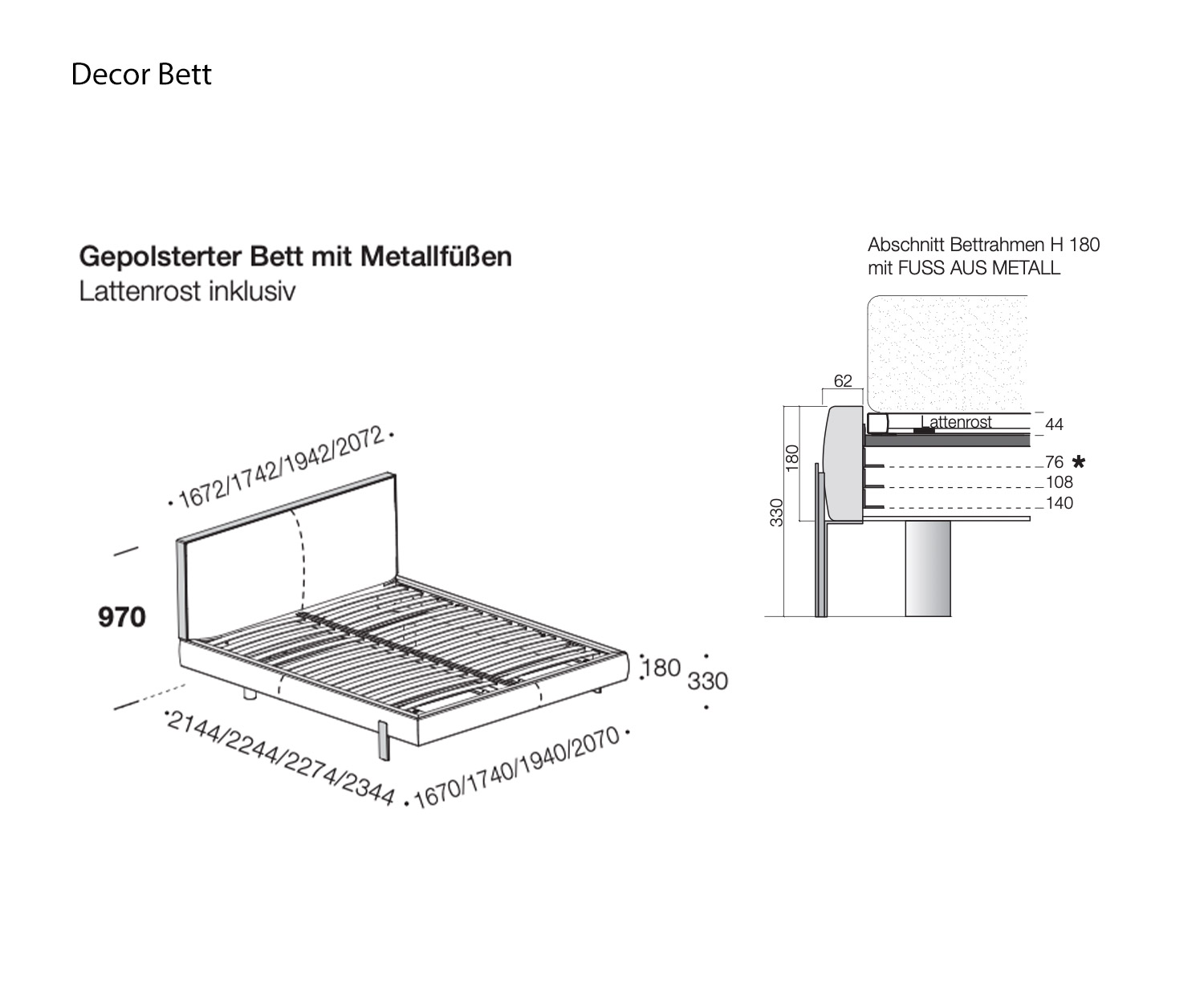 Decor Bett Livitalia Skizze Maße Größen Größenangaben Decor Bett Livitalia Skizze Maße Größen Größenangaben