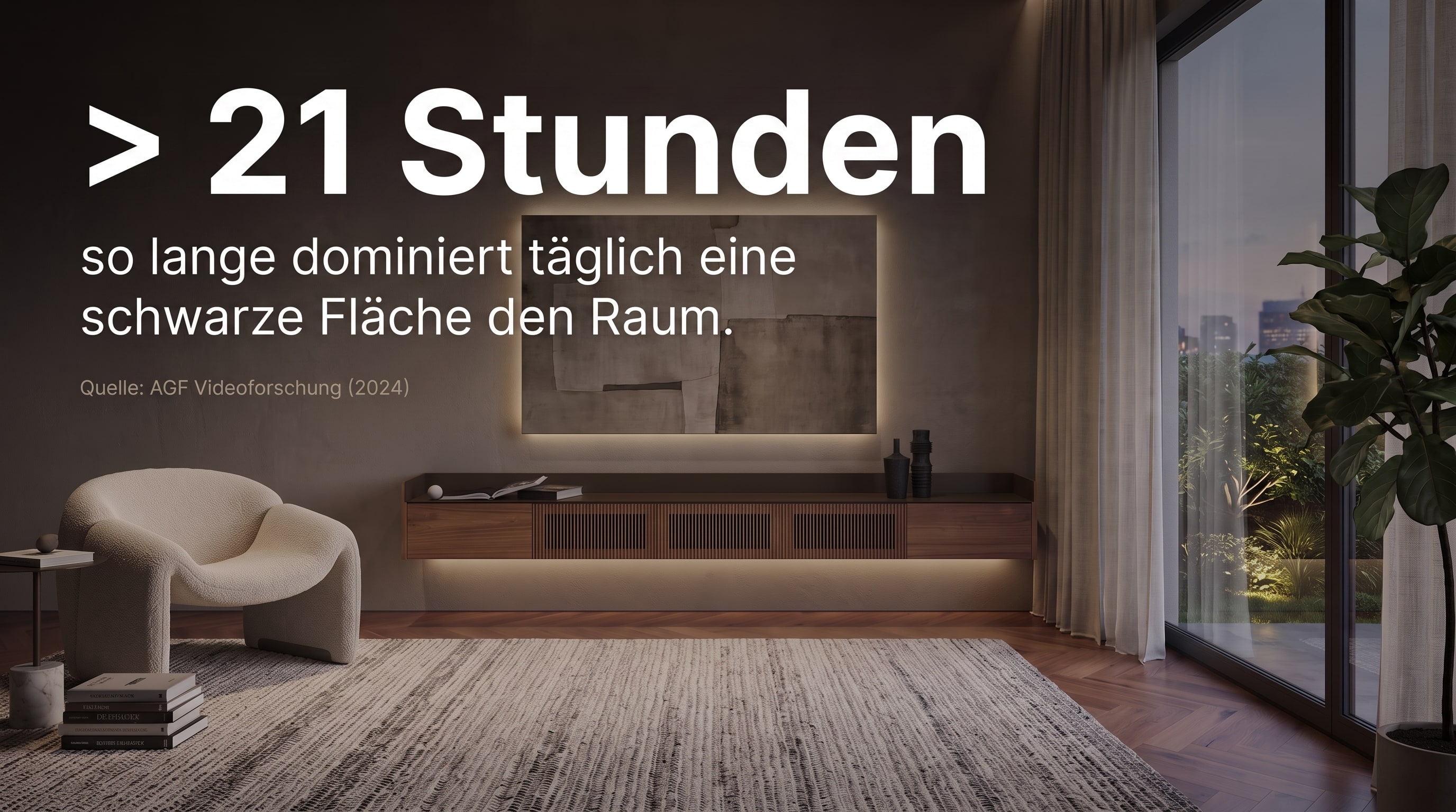 > 21 Stunden &ndash; so lange dominiert t&auml;glich eine schwarze Fl&auml;che den Raum.