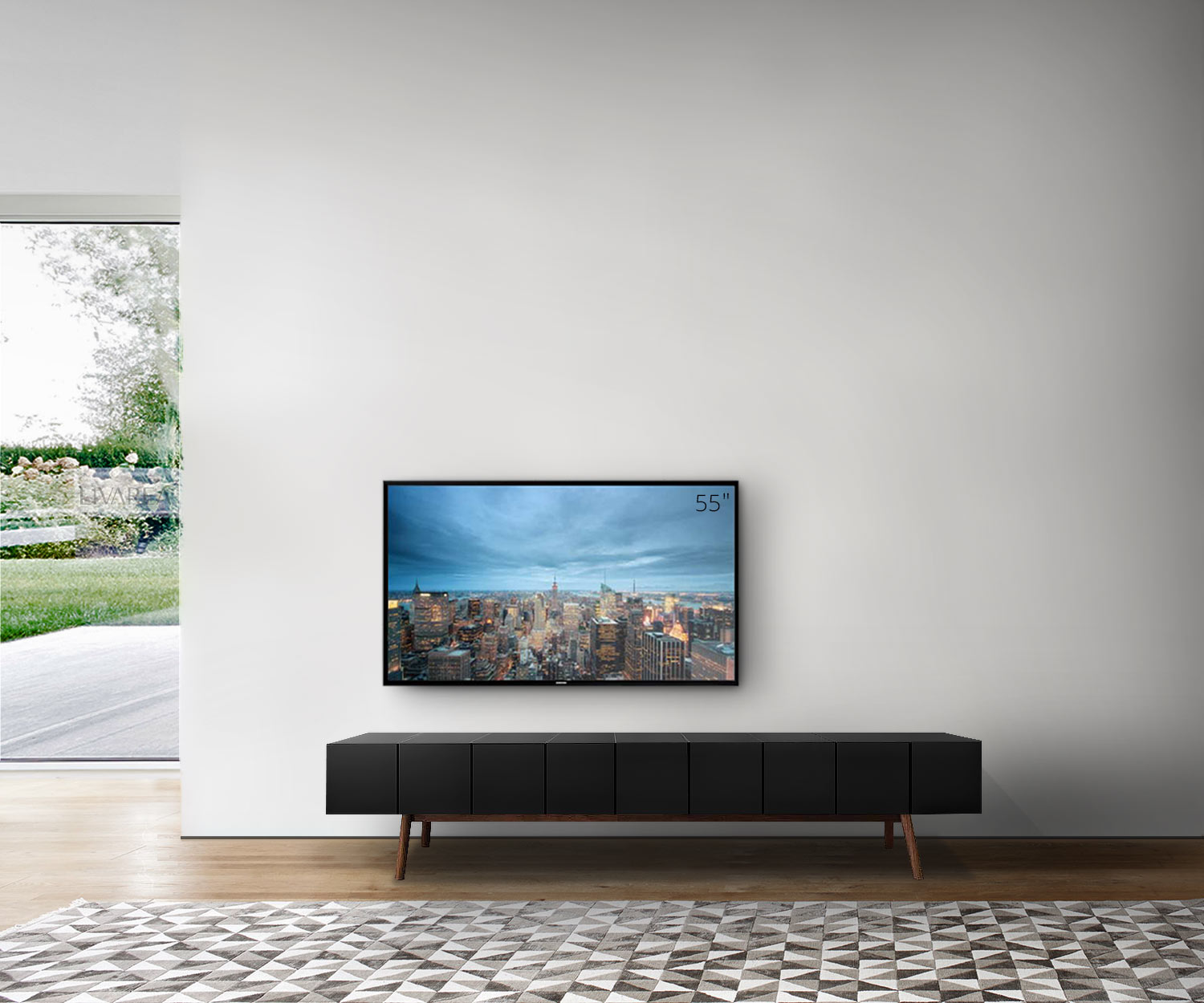 al2 MOS I KO 005 B Breite 225 cm Korpus Schwarz Beine Walnuss