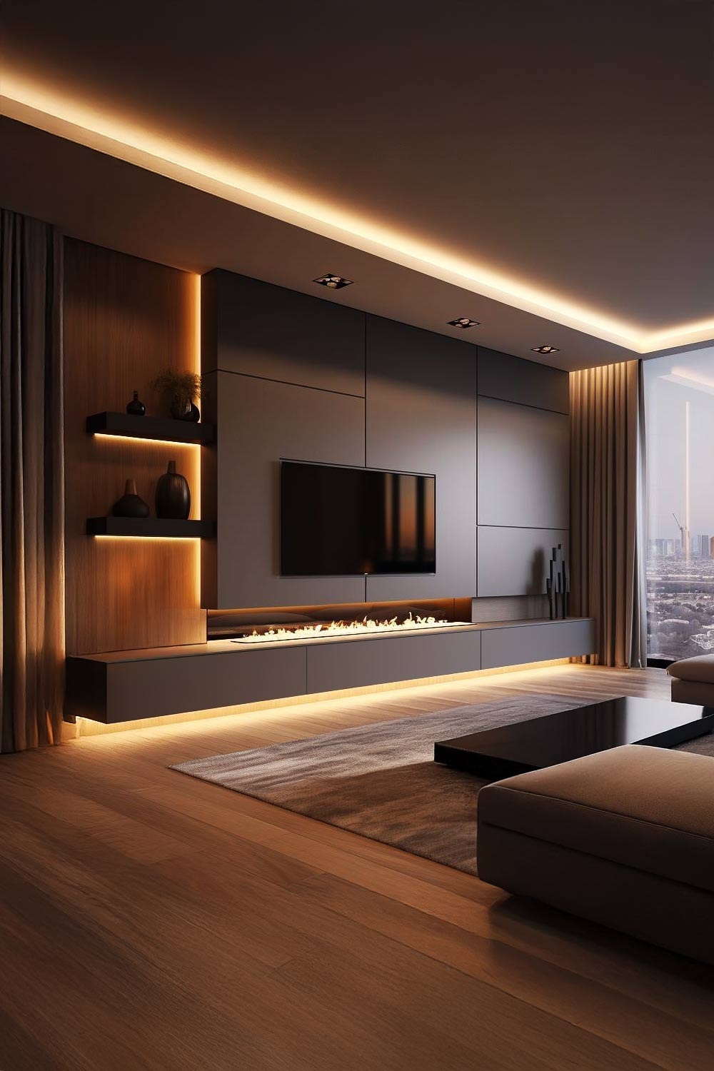 minimalistische-wohnwand-mit-integriertem-e-kamin-und-tv