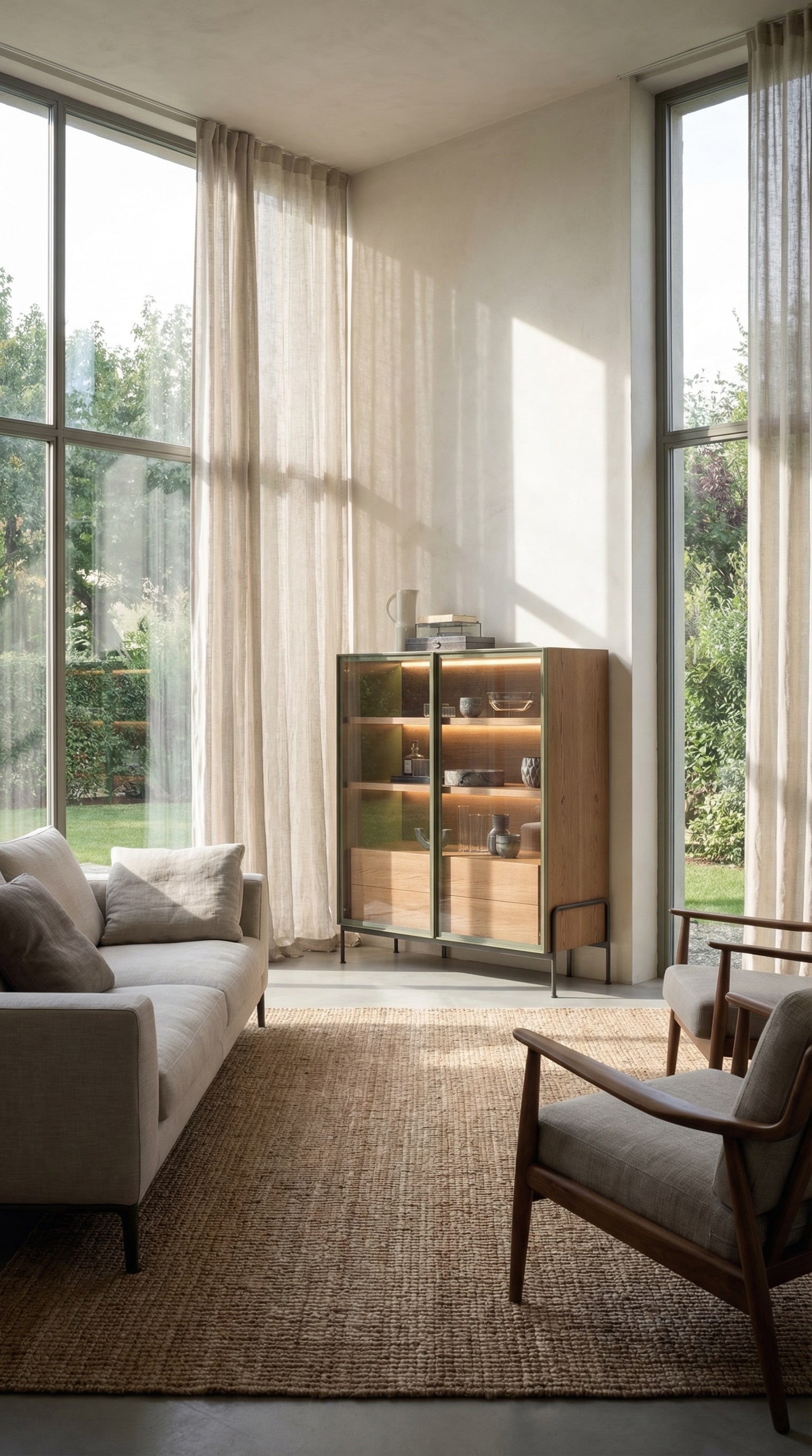 Novamobili Belt Highboard mit Holz- und Metalldetails in einem stilvollen Wohnambiente.