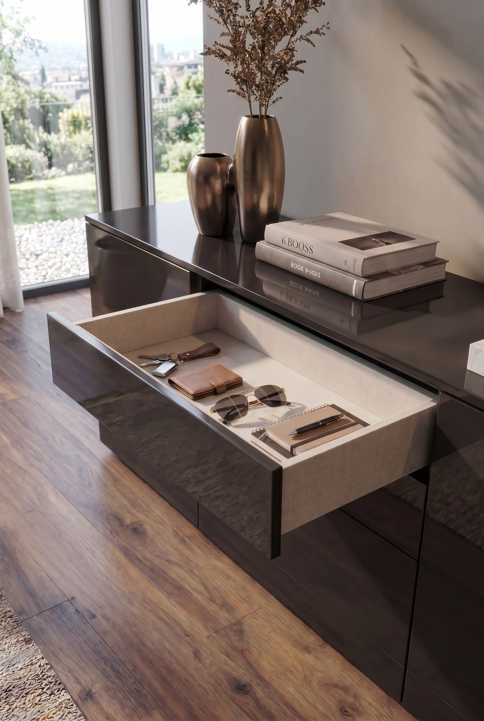 Livitalia Sideboard Nolea in der Frontalansicht mit grifflosen T&uuml;ren