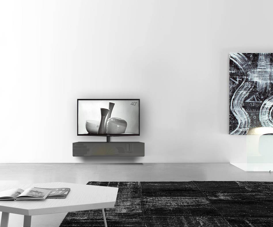 Design Lowboard Konfigurator mit TV Halterung Wand Breite 120 24 54,6 mitte glanz dunkelgrau Design Lowboard Konfigurator mit TV Halterung Wand Breite 120 24 54,6 mitte glanz dunkelgrau