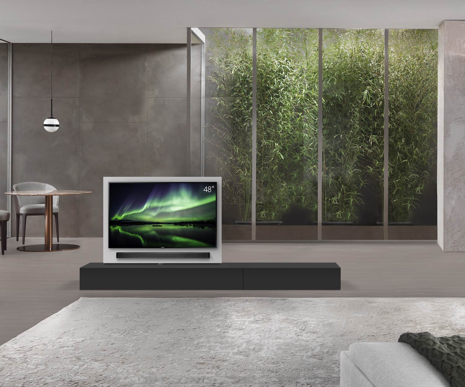 Livitalia Roto Design Lowboard Raumteiler mit drehbarem TV Paneel B150 50 H25 T56 NeroM B90re oBox Livitalia Roto Design Lowboard Raumteiler mit drehbarem TV Paneel B150 50 H25 T56 NeroM B90re oBox