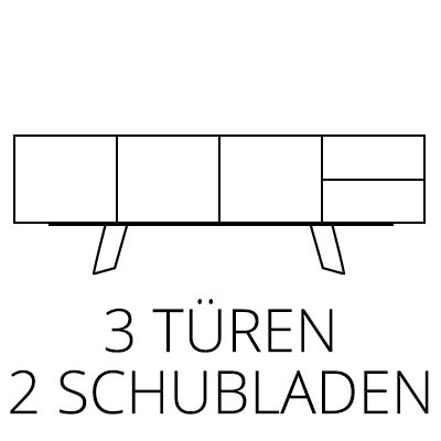 3 Türen 2 Schubladen