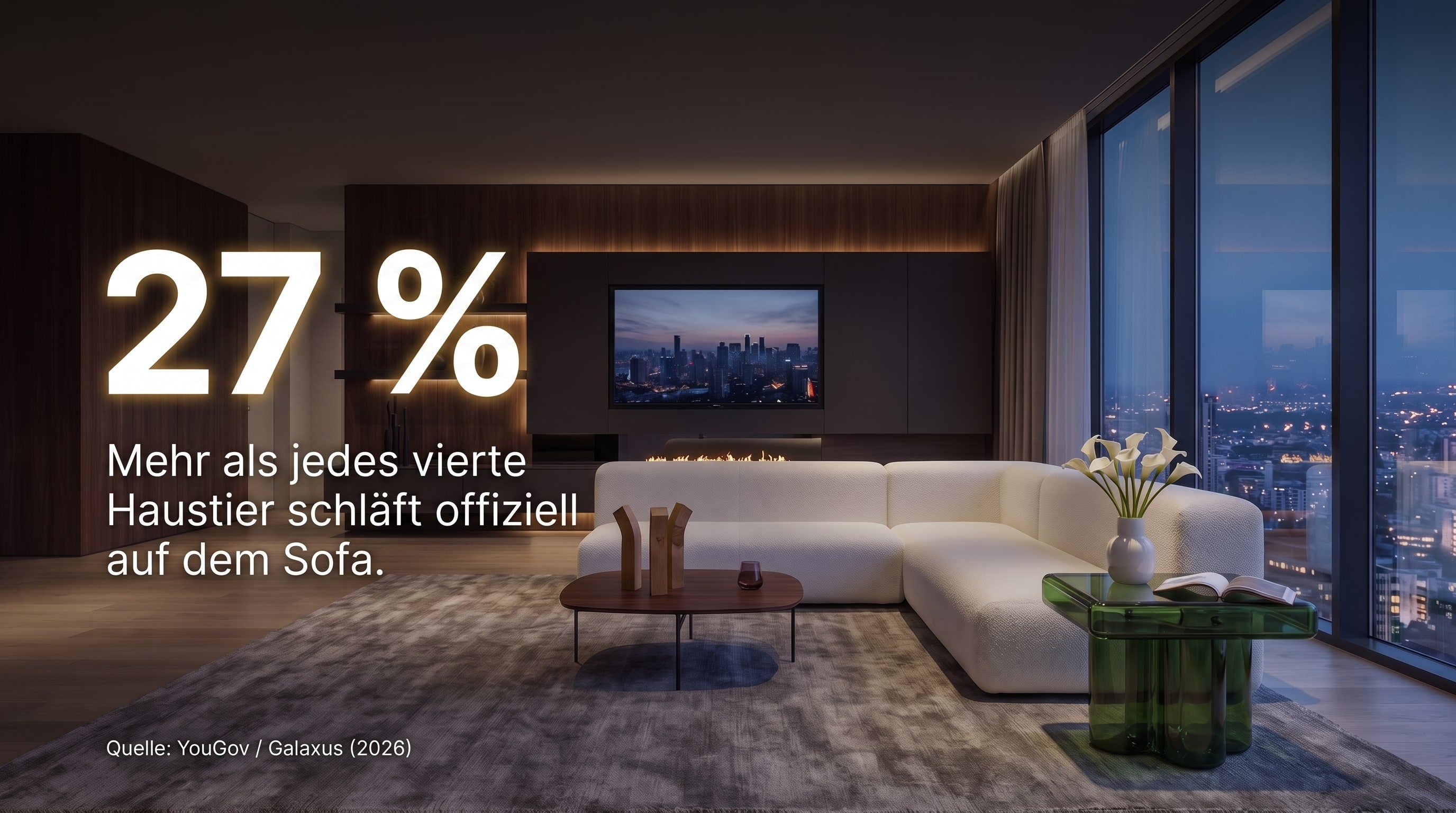 27 % &ndash; Mehr als jedes vierte Haustier schl&auml;ft offiziell auf dem Sofa.
