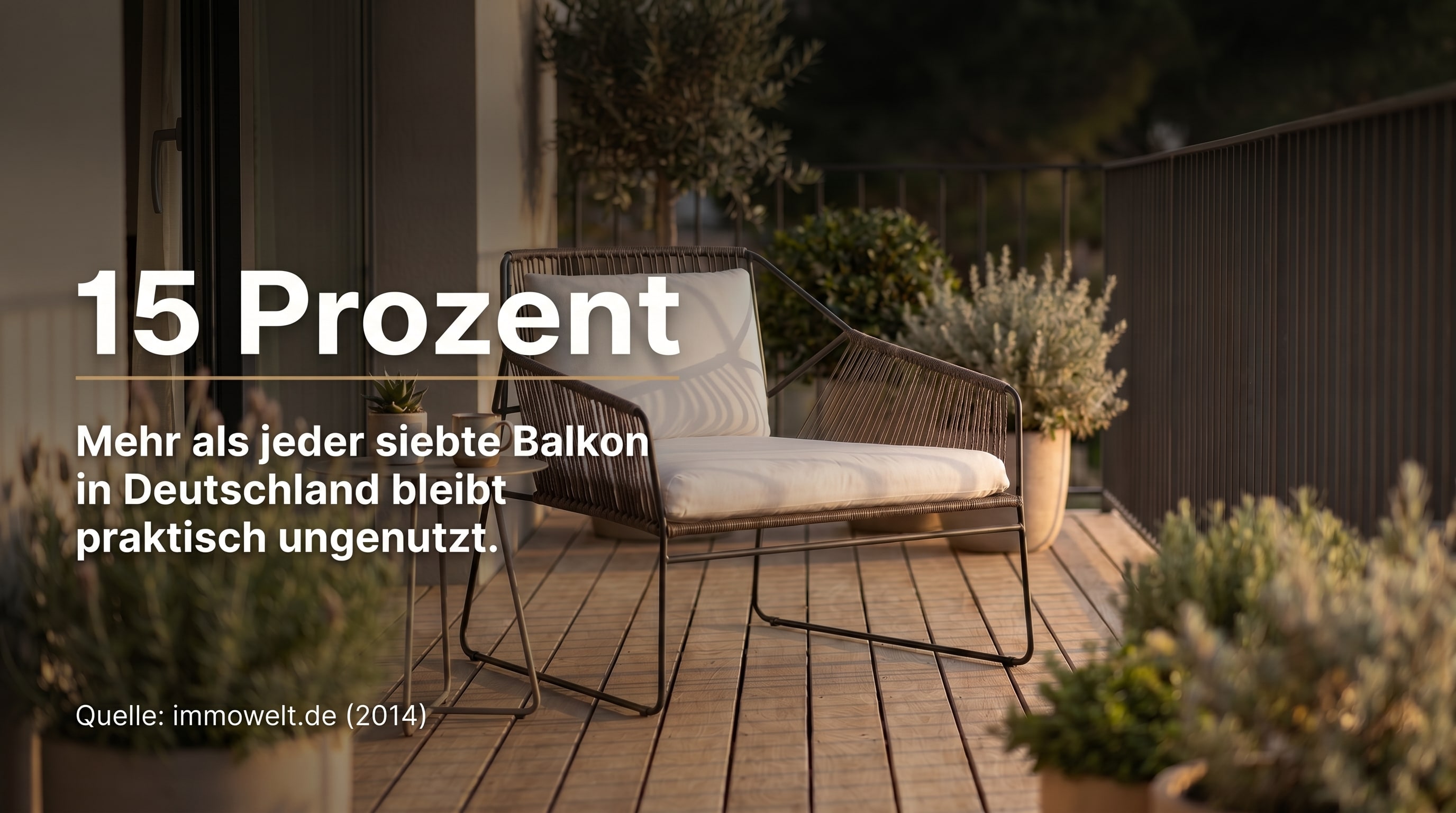 15 Prozent – Mehr als jeder siebte Balkon in Deutschland bleibt praktisch ungenutzt.